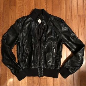 Faux Leather Bomber Jacket